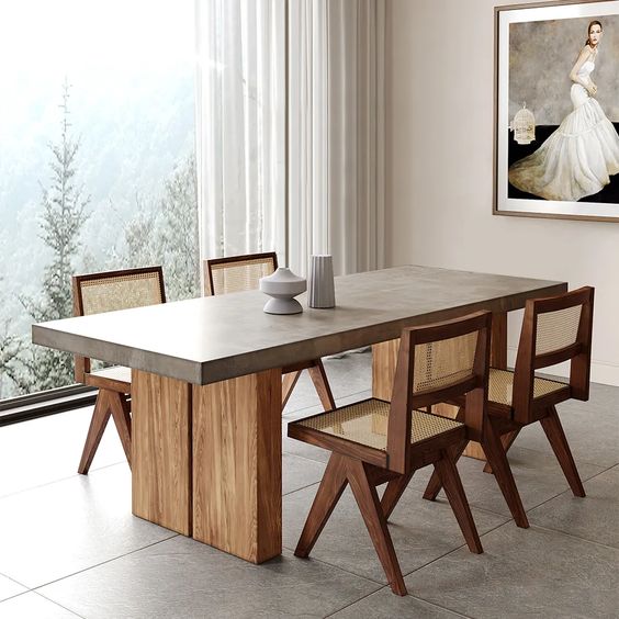 Meja Makan untuk 4 orang dengan konsep tradisional modern
