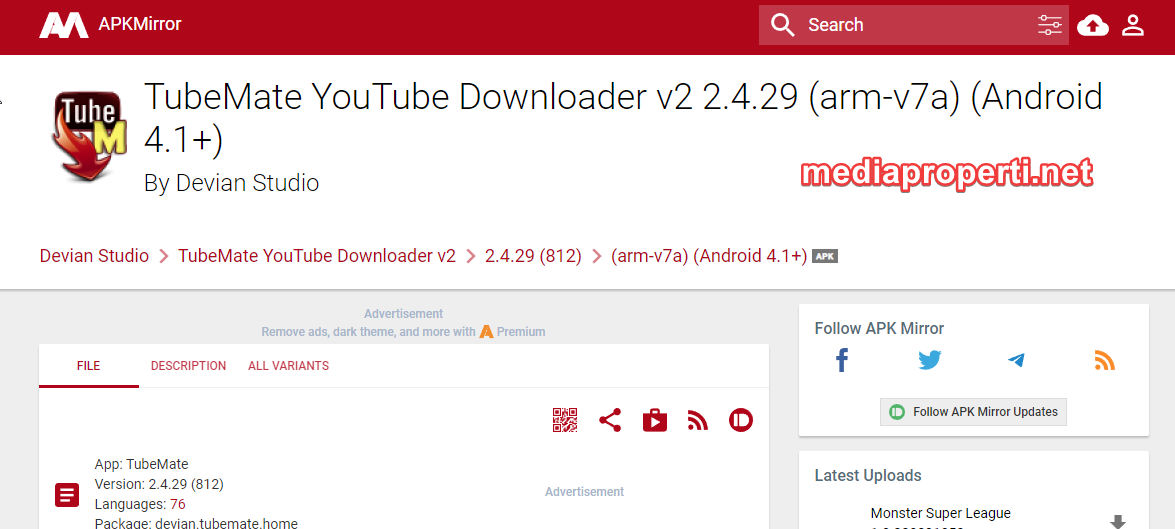 Download video YouTube lewat aplikasi TubeMate